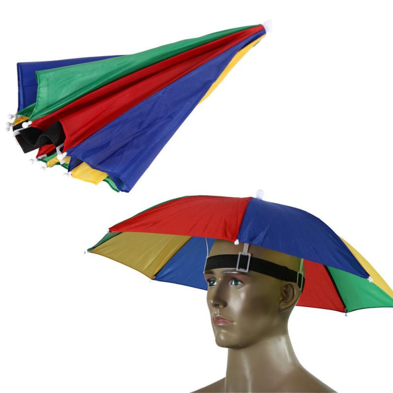 Foldable Headwear Umbrella Fishing Hiking Hat Cap Camping Camo