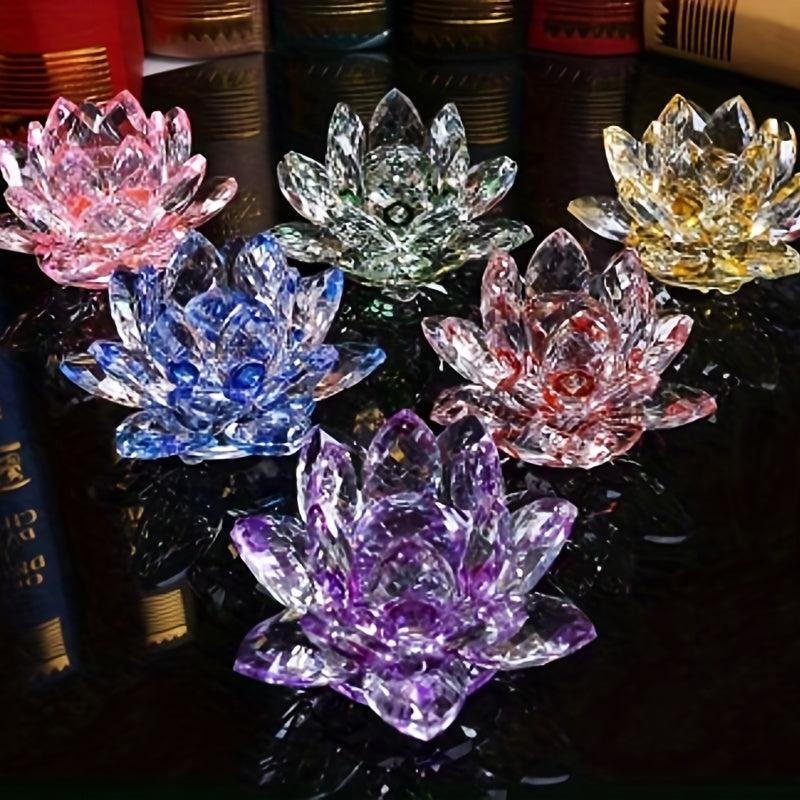 Handcrafted Crystal Lotus Ornament for Home and Desktop Decor