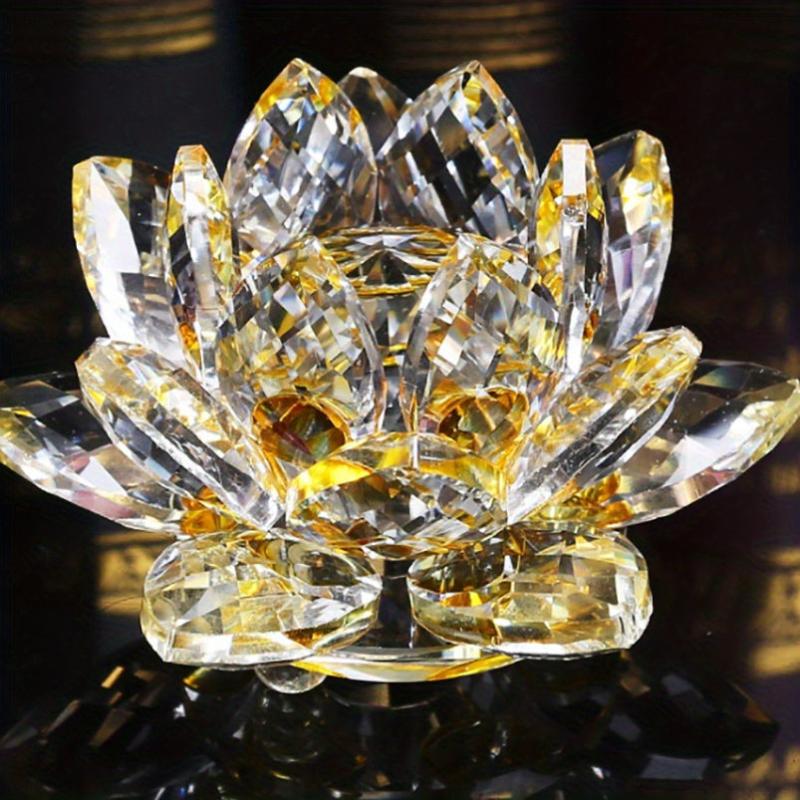 Handcrafted Crystal Lotus Ornament for Home and Desktop Decor
