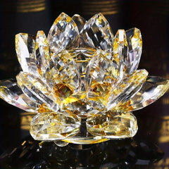 Handcrafted Crystal Lotus Ornament for Home and Desktop Decor