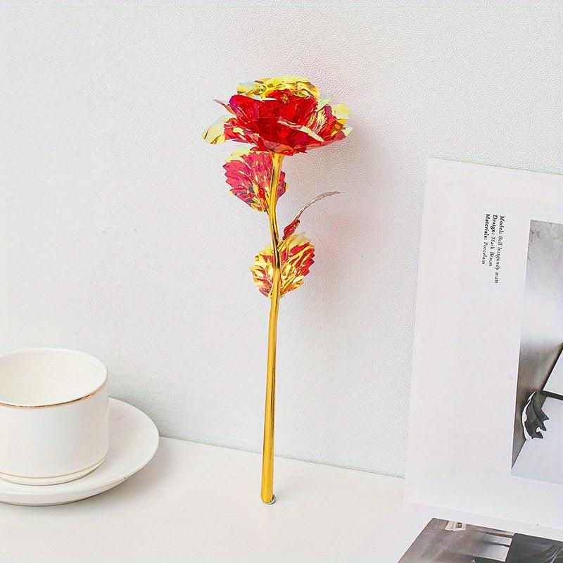 10pcs Galaxy Artificial Rose Flower Golden Plated Foil Wedding