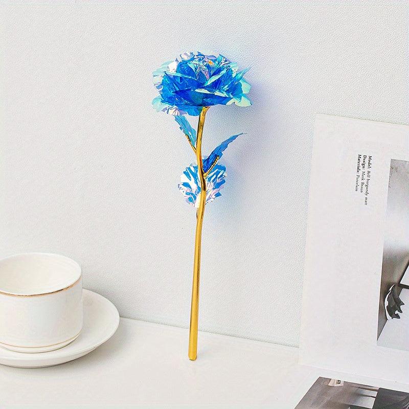 10pcs Galaxy Artificial Rose Flower Golden Plated Foil Wedding