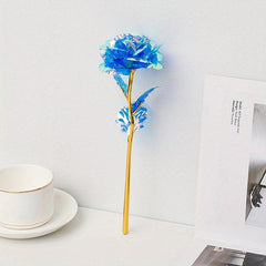 10pcs Galaxy Artificial Rose Flower Golden Plated Foil Wedding
