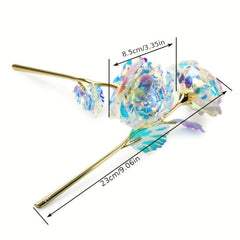 10pcs Galaxy Artificial Rose Flower Golden Plated Foil Wedding