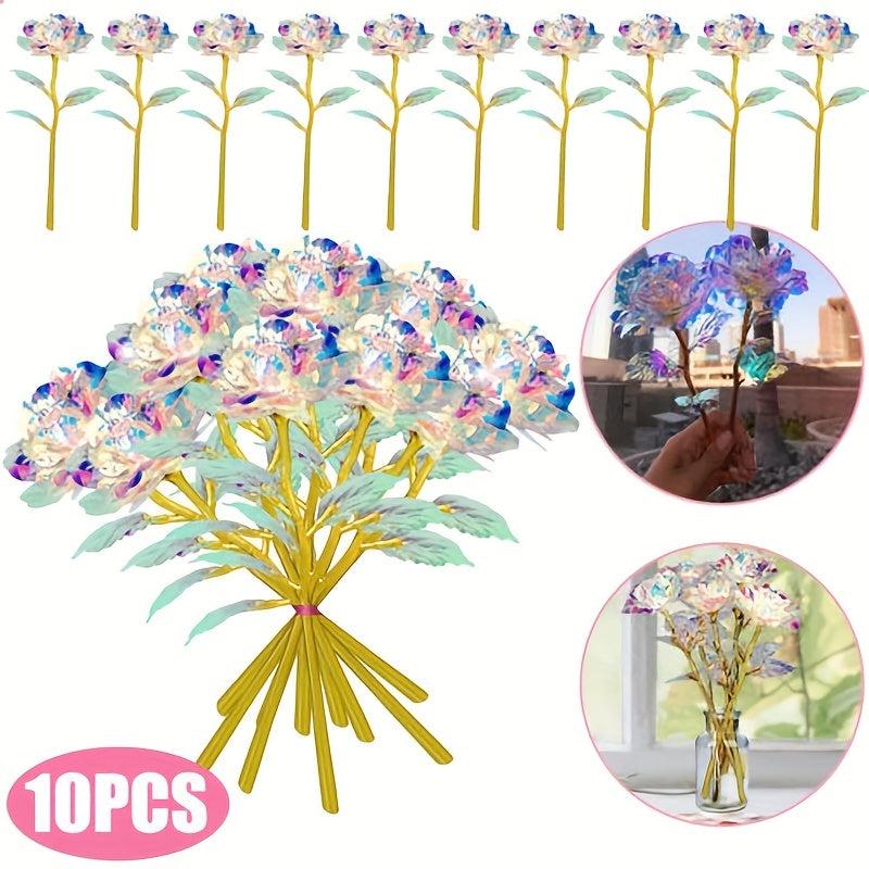 10pcs Galaxy Artificial Rose Flower Golden Plated Foil Wedding
