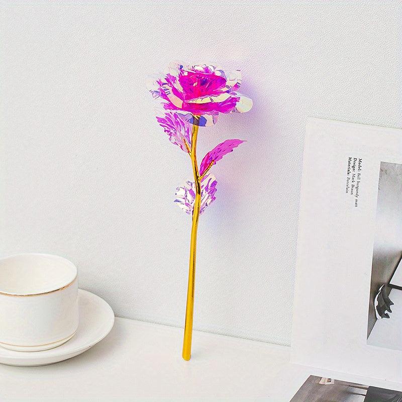 10pcs Galaxy Artificial Rose Flower Golden Plated Foil Wedding