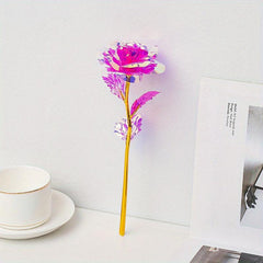 10pcs Galaxy Artificial Rose Flower Golden Plated Foil Wedding