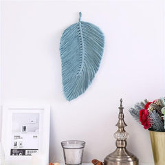 Nordic Leaf Tapestry with Tassels Soft Cotton Weaving Wall Hanging