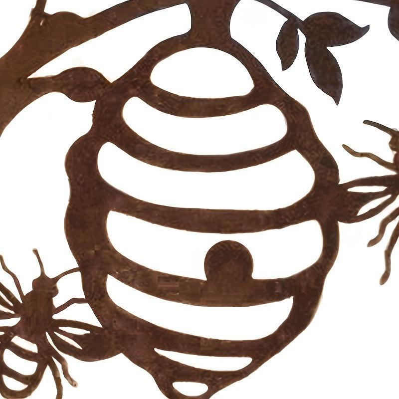 Rustic Bee Plant Stake Metal Garden Art for Farm and Outdoor Decor