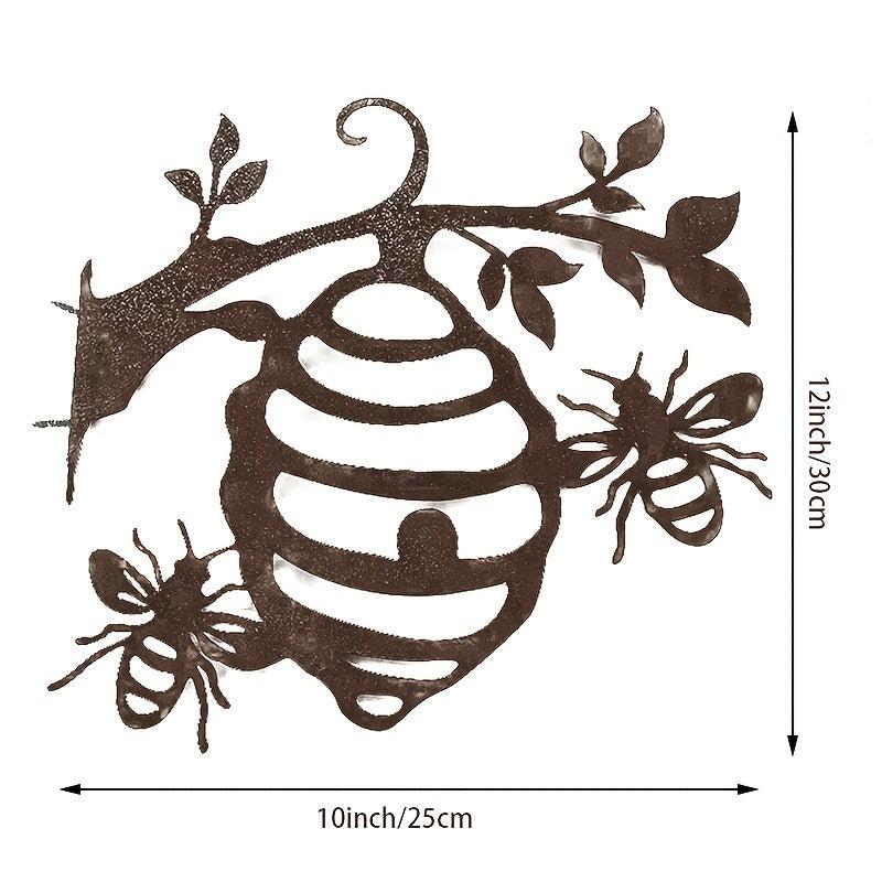 Rustic Bee Plant Stake Metal Garden Art for Farm and Outdoor Decor