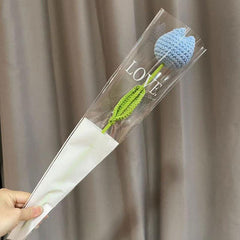 1pc Rose Flower Hand Knit Woolen Bouquet for DIY Crafts