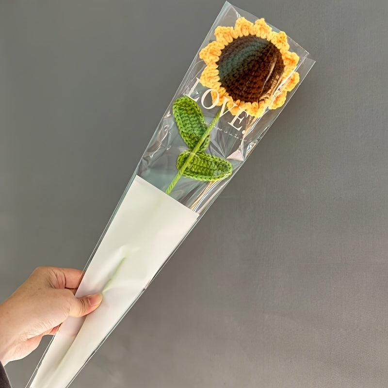 1pc Rose Flower Hand Knit Woolen Bouquet for DIY Crafts