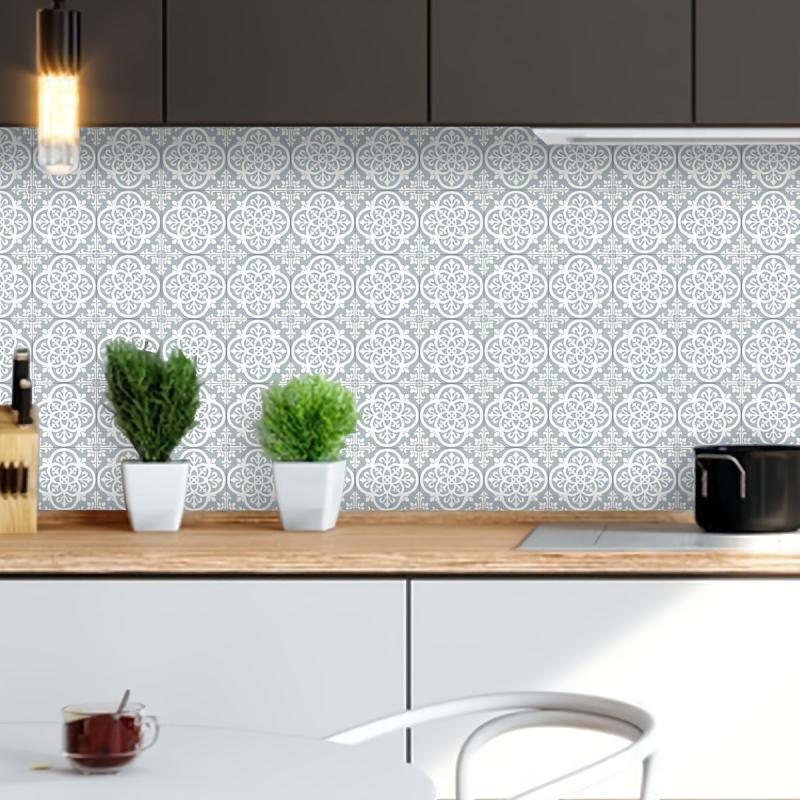 10pcs Light Grey Kitchen Wall Tile Stickers Self Adhesive Waterproof