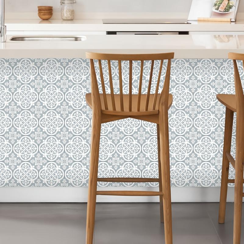 10pcs Light Grey Kitchen Wall Tile Stickers Self Adhesive Waterproof