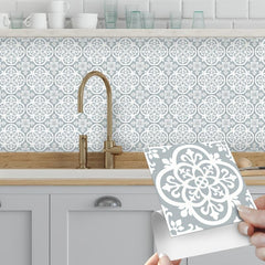 10pcs Light Grey Kitchen Wall Tile Stickers Self Adhesive Waterproof
