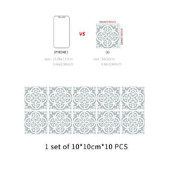 10pcs Light Grey Kitchen Wall Tile Stickers Self Adhesive Waterproof