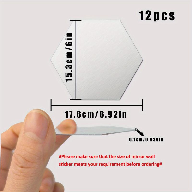 12pcs Hexagon Mirror Wall Stickers - DIY Removable Mirror Stickers For Walls