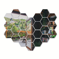 12pcs Hexagon Mirror Wall Stickers - DIY Removable Mirror Stickers For Walls