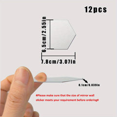12pcs Hexagon Mirror Wall Stickers - DIY Removable Mirror Stickers For Walls