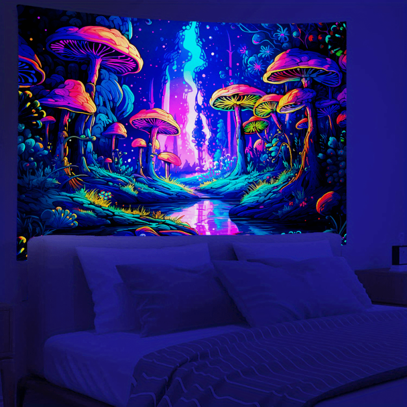 Mysterious Mushroom Forest Fluorescent Wall Hanging