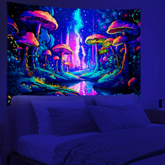Mysterious Mushroom Forest Fluorescent Wall Hanging