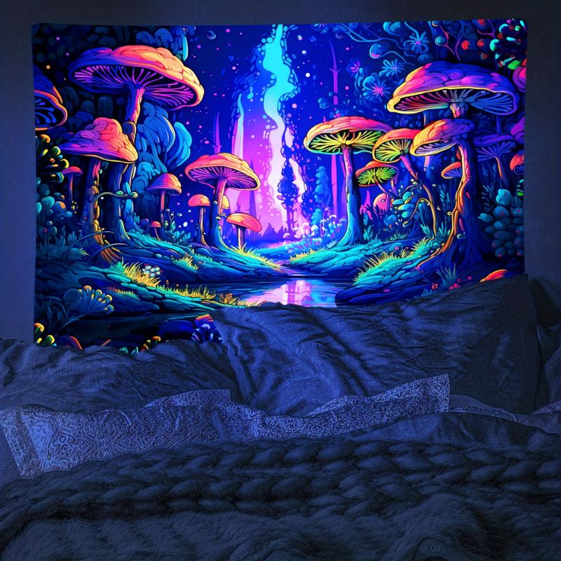 Mysterious Mushroom Forest Fluorescent Wall Hanging