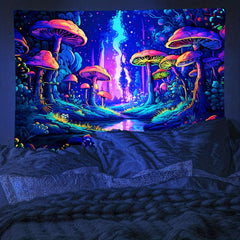 Mysterious Mushroom Forest Fluorescent Wall Hanging