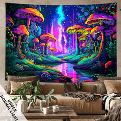 Mysterious Mushroom Forest Fluorescent Wall Hanging