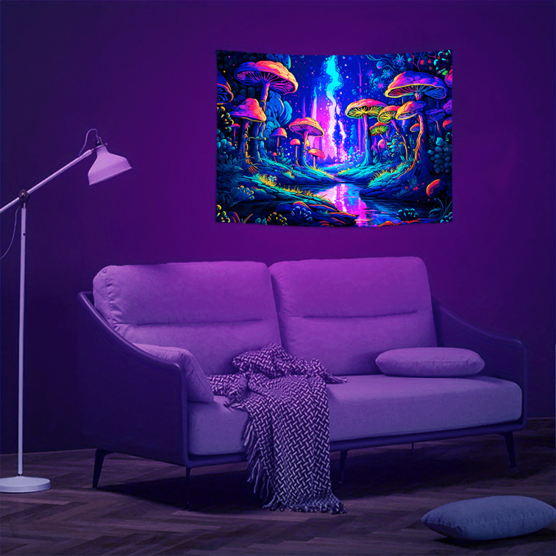 Mysterious Mushroom Forest Fluorescent Wall Hanging