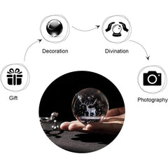 2.4in 3D Inner Carving Christmas Deer Crystal Ball Paperweight