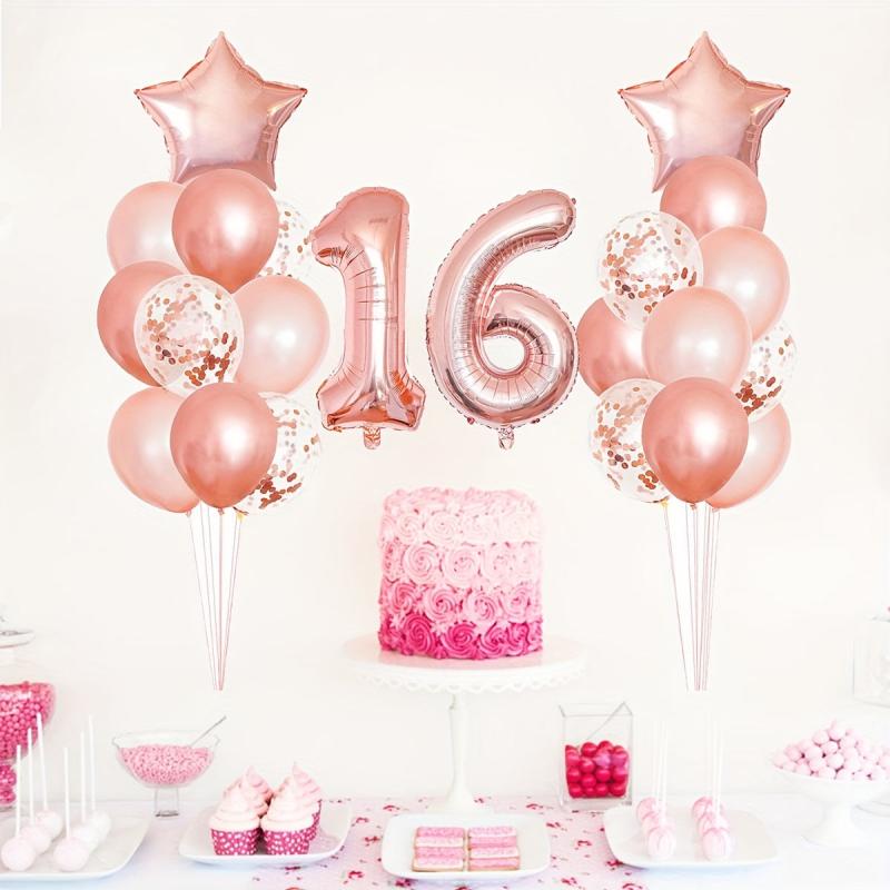 25pcs Rose Golden Mixed Balloons 16th Birthday Party Decorations
