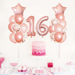 25pcs Rose Golden Mixed Balloons 16th Birthday Party Decorations
