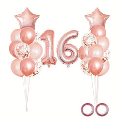 25pcs Rose Golden Mixed Balloons 16th Birthday Party Decorations