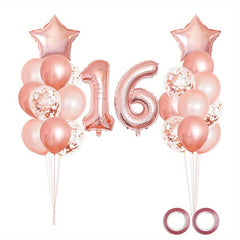 25pcs Rose Golden Mixed Balloons 16th Birthday Party Decorations