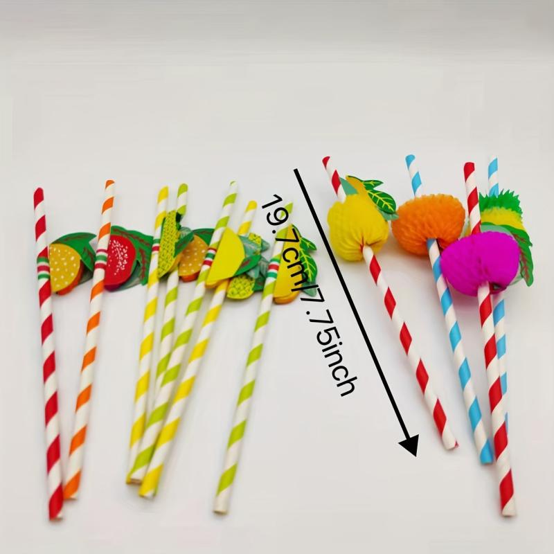 20pcs Fruit Shaped Paper Straws for Parties