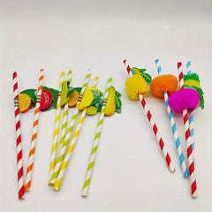 20pcs Fruit Shaped Paper Straws for Parties