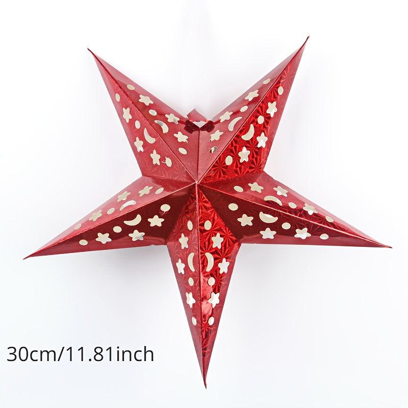 Christmas Paper Star Lantern Lampshade Hanging Xmas 3D Star Pentagram Lampshade