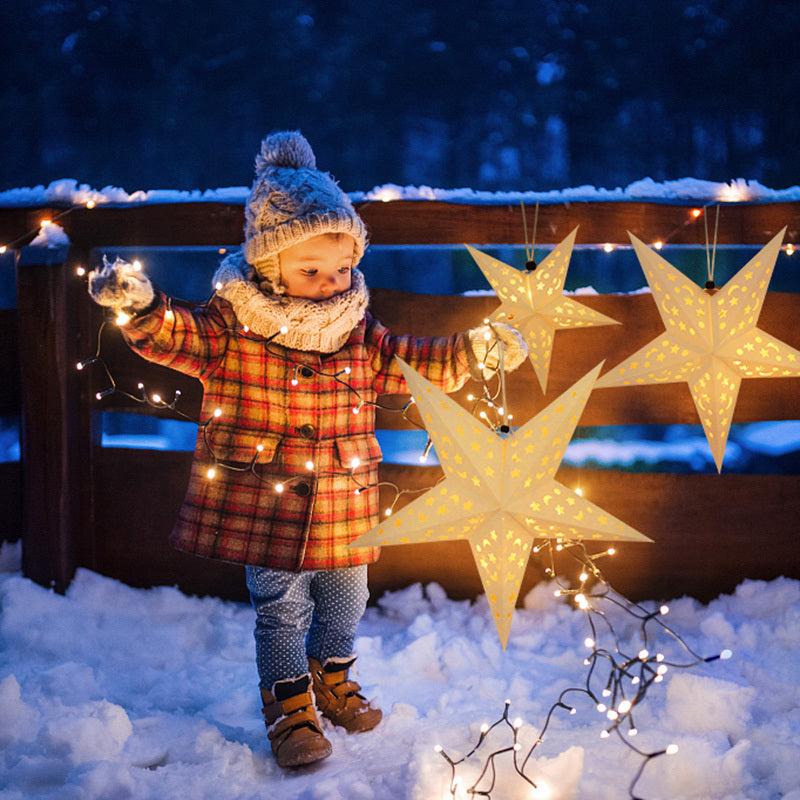 Christmas Paper Star Lantern Lampshade Hanging Xmas 3D Star Pentagram Lampshade