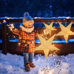 Christmas Paper Star Lantern Lampshade Hanging Xmas 3D Star Pentagram Lampshade