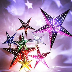 Christmas Paper Star Lantern Lampshade Hanging Xmas 3D Star Pentagram Lampshade