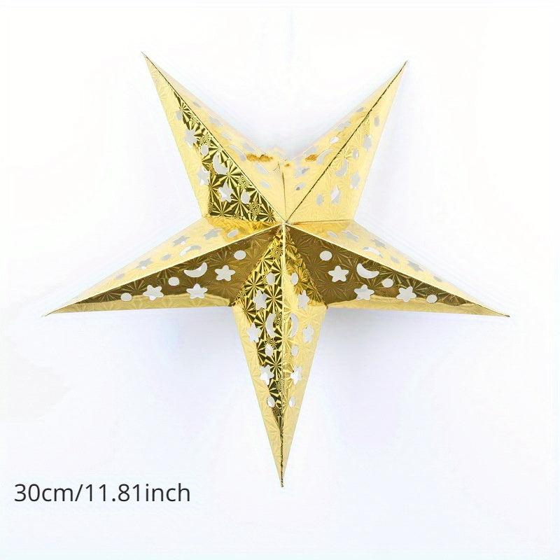Christmas Paper Star Lantern Lampshade Hanging Xmas 3D Star Pentagram Lampshade