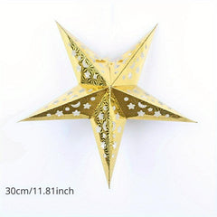 Christmas Paper Star Lantern Lampshade Hanging Xmas 3D Star Pentagram Lampshade