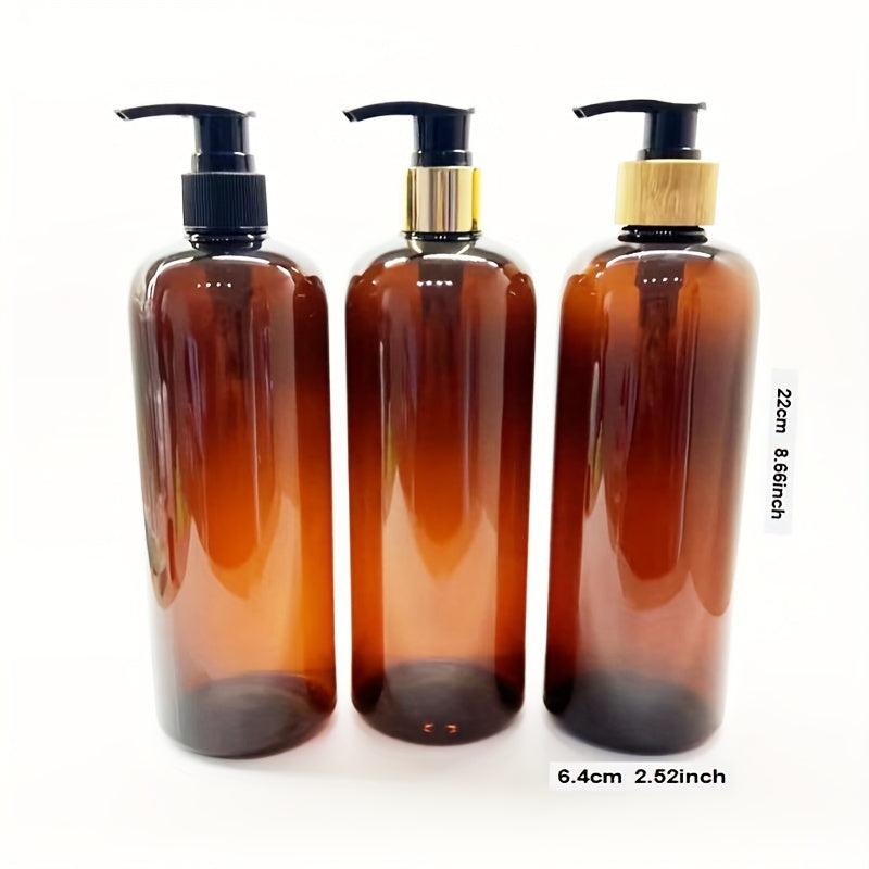 16oz Amber Shampoo Bottle with Bamboo Pump
