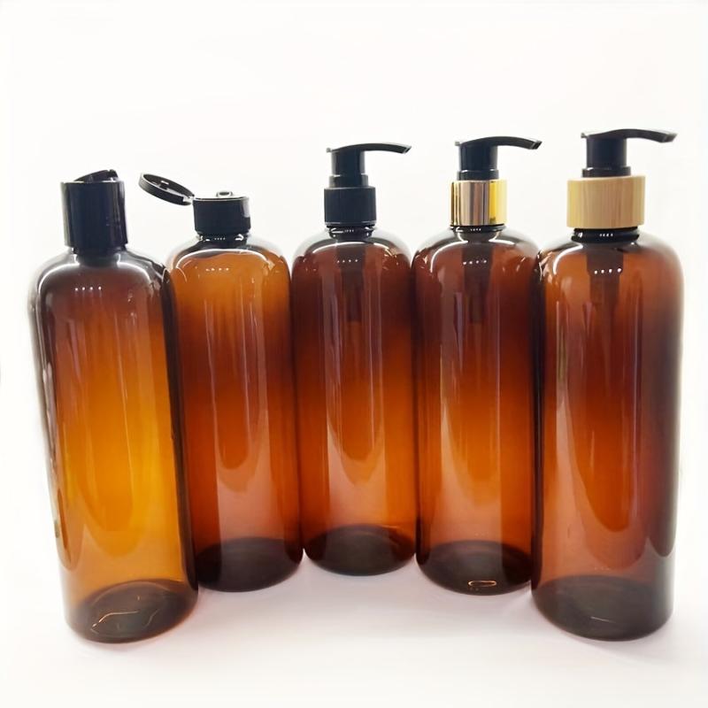 16oz Amber Shampoo Bottle with Bamboo Pump