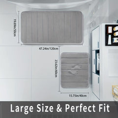 2pc Soft Memory Foam Bath Mat Absorbent Bathroom Rug