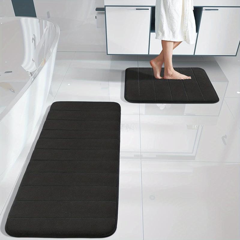 2pc Soft Memory Foam Bath Mat Absorbent Bathroom Rug