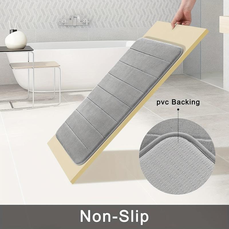 2pc Soft Memory Foam Bath Mat Absorbent Bathroom Rug