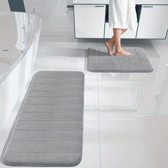 2pc Soft Memory Foam Bath Mat Absorbent Bathroom Rug