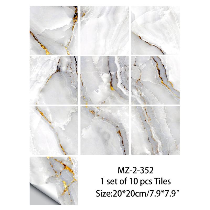 10pcs Marble Tile Sticker Waterproof Wall Stickers Home Decor