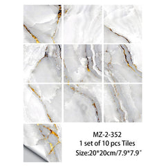 10pcs Marble Tile Sticker Waterproof Wall Stickers Home Decor